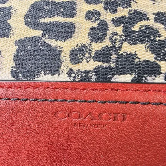Coach Wristlet Ocelot Cheetah Print And  Carnelian Leather, Unique Tag Tassel - Picture 2 of 9